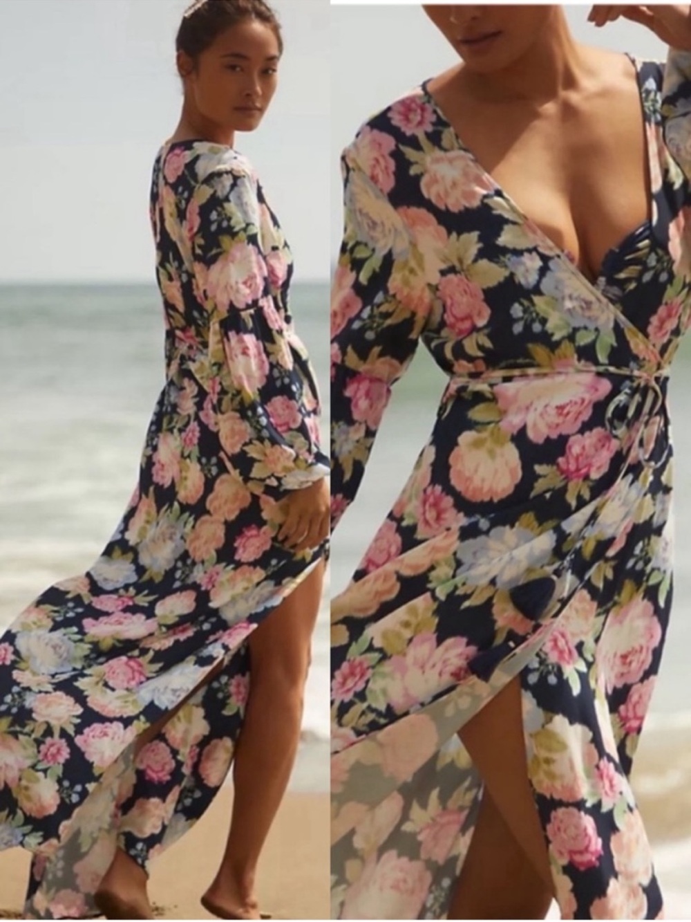 Maaji X Anthropologie Floral Sustainable Aubree Kimono Wrap Maxi Dress Cover Up - Picture 1 of 14
